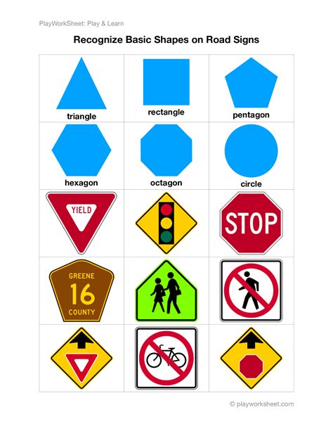 Recognize Basic Shapes on Road Traffic Signs | Free Printables for Kids