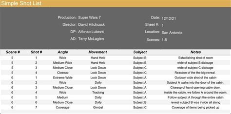 Never Miss a Shot Again: Create a Shot List Document