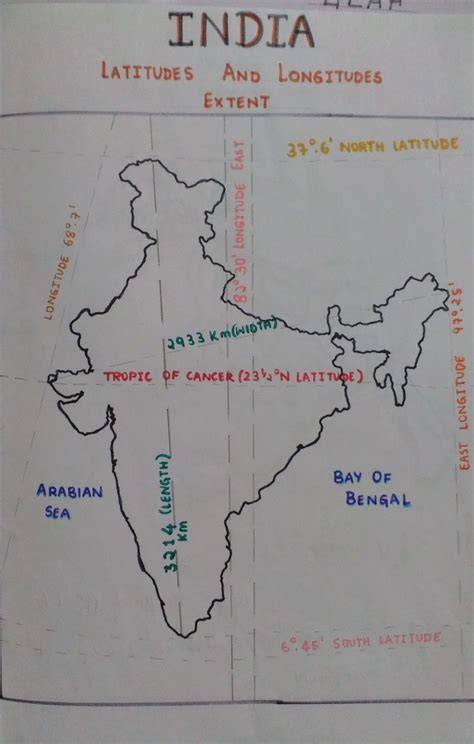 India Latitude and Longitude Map