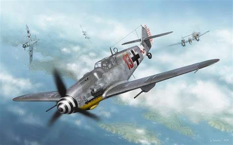 Messerschmitt, Messerschmitt Bf 109, Luftwaffe, Artwork, Military ...