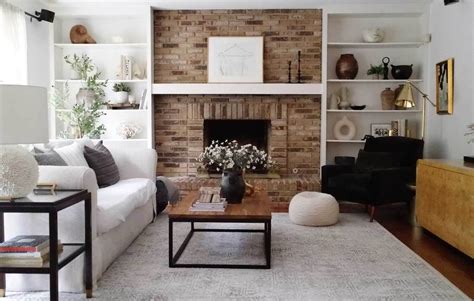 Living Room Decor With Red Brick Fireplace | Bryont Blog