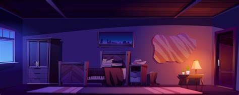 Free Vector | Cowboy bedroom in rustic house at night