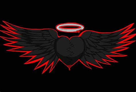 Download Broken Heart Black Angel Wings Wallpaper | Wallpapers.com