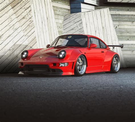 Crimson Widebody Porsche 964 Leads the Slammed, Digital 911 Restomod ...