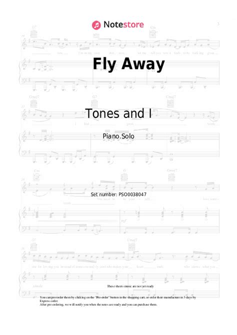 Fly Away piano sheet music Tones and I in Note-Store.com | Piano.Solo ...