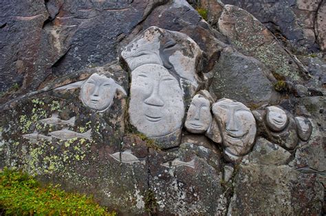 Stone & Man sculptures in Qaqortoq in South Greenland - by Camilla Hey