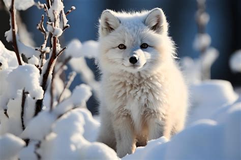 Premium Photo | Arctic fox cub Vulpes lagopus in autumn snow