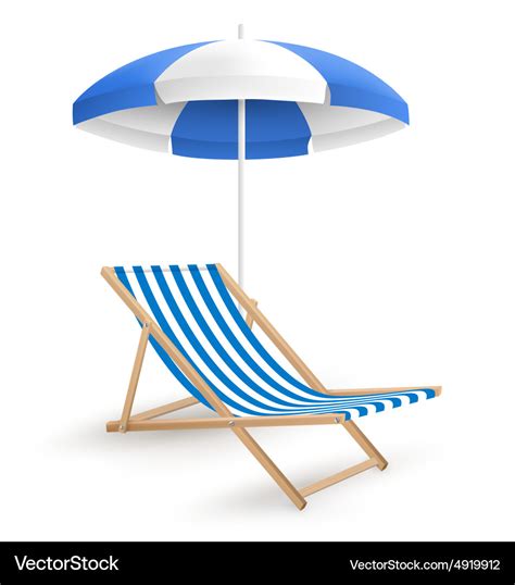 Sun beach umbrella with beach chair isolated Vector Image