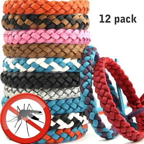 Mosquito Mosquito Repellent Bracelet 12 Pack Reusable Leather ...