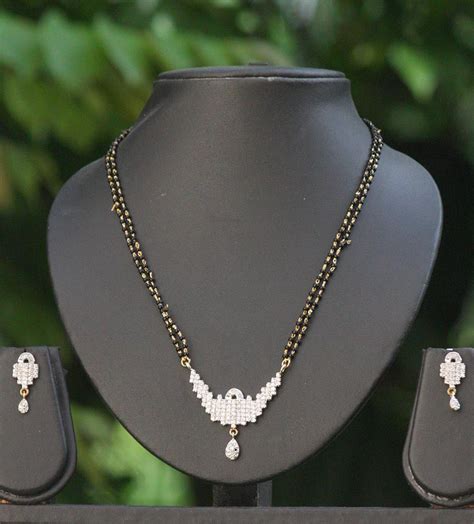 American Diamond Mangalsutra set with earrings – India1001.com