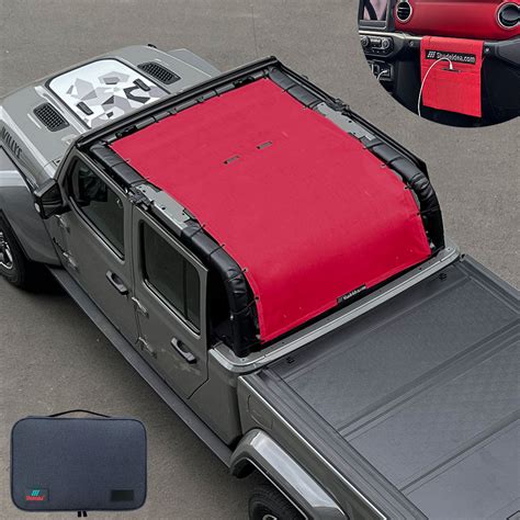 Jeep Gladiator Sunshade JT 4 Door Top Sun Shade Front+Rear+Trunk Mesh ...