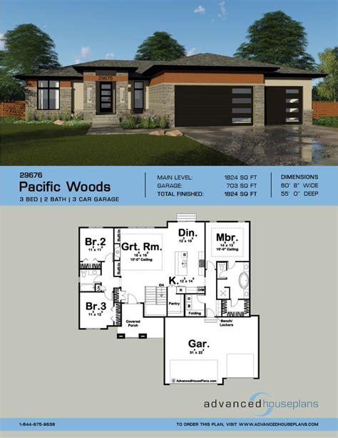 1 Story Modern Prairie Style Plan | Pacific Woods | Ranch house plans ...