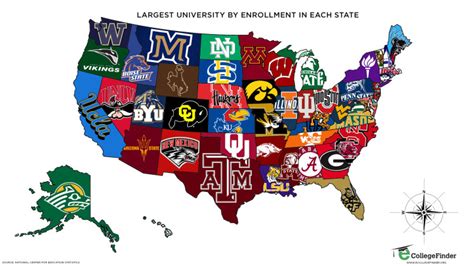 Map of the Largest Universities by Enrollment in each US State