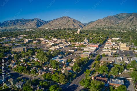 Aerial View of Logan, Utah in Summer Stock Photo | Adobe Stock