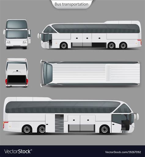 Realistic coach bus mockup back top view vector image on VectorStock ...