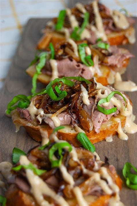 Beef Crostini with Caramelized Onions and Horseradish Aioli - Scrambled ...