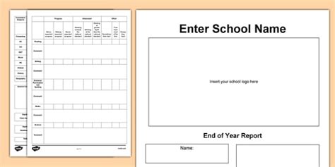 Printable End of Year Report Template - Editable