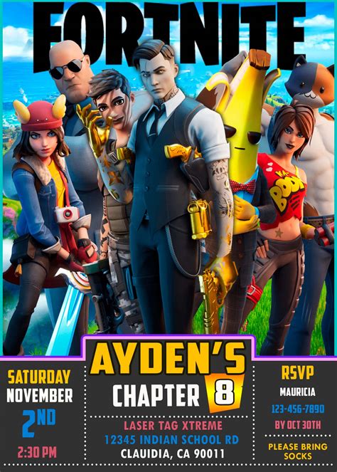 Fortnite Party Invitations Template