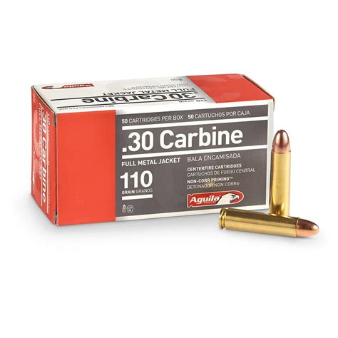 Aguila, .30 Carbine, FMJ, 110 Grain, 50 Rounds - 649078, .30 M1 Carbine ...