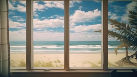 Premium AI Image | beach view background the view from the window with ...