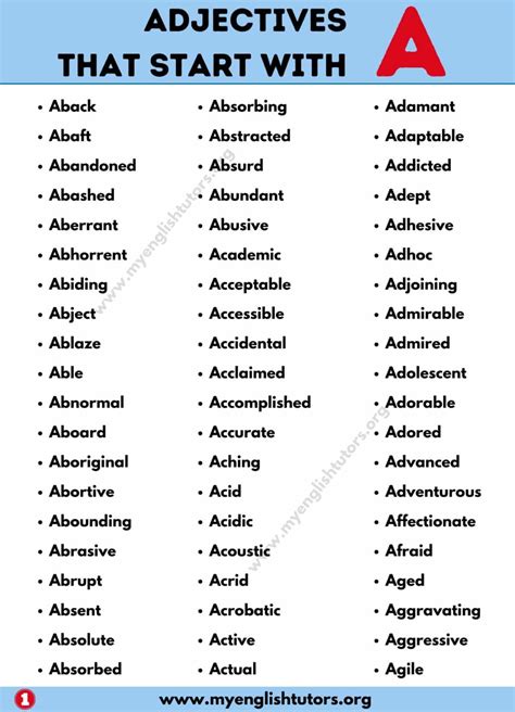 Adjectives that Start with A: List of 135+ Adjectives Starting with A ...