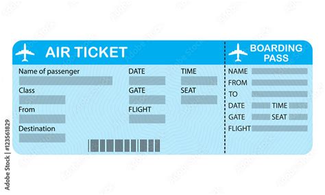 Plane ticket isolated on white background. Airline boarding pass ...