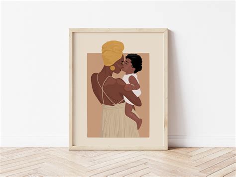 Black Woman Art Mother and Baby Art African American Art - Etsy