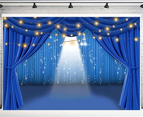 Buy Blue Curtain Theater Stage Photography Backdrop Vinyl 10x7ft Party ...