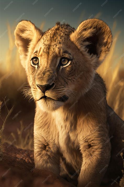 Premium Photo | Portrait of an adorable african lion cub on an african ...