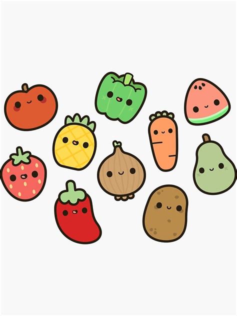 Cute fruit and veg Sticker by peppermintpopuk | Cute small drawings ...