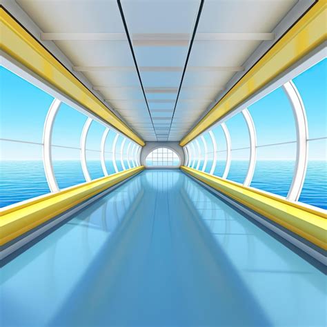 Premium AI Image | Futuristic interior of a cruise ship 3D rendering