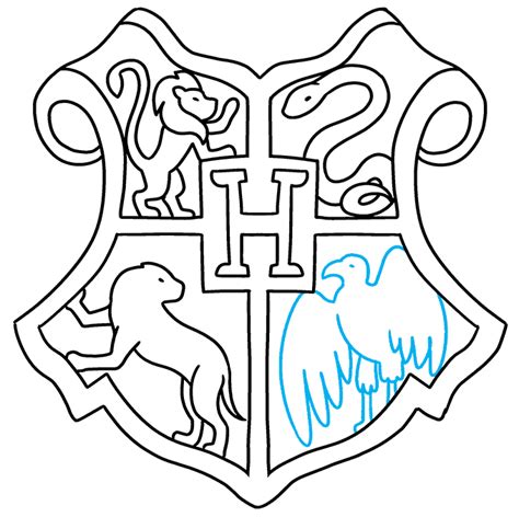 how to draw hogwarts crest step by step - sinasivideoart