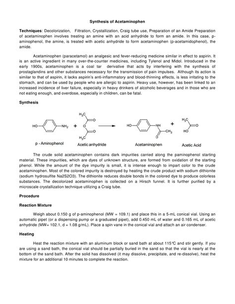 Synthesis of Acetaminophen | Aspirin | Chemical Substances