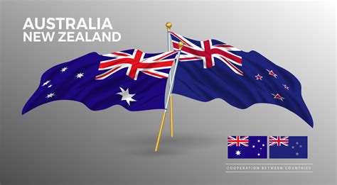 Australia and New Zealand flag poster. realistic country flag style ...