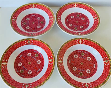 MELAMINE WARE BOWLS, Tong Ya 8 W Bowls, Set of 4 Asian Famile Pattern ...