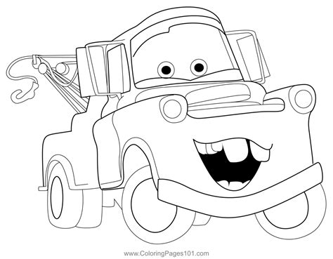 Tow Mater Cars Coloring Page for Kids - Free Cars Printable Coloring ...