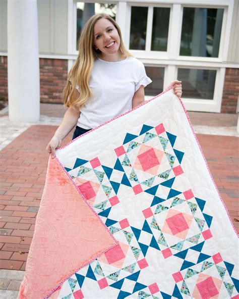 Bright Floral Throw Size Sprightly Quilt - Homemade Emily Jane