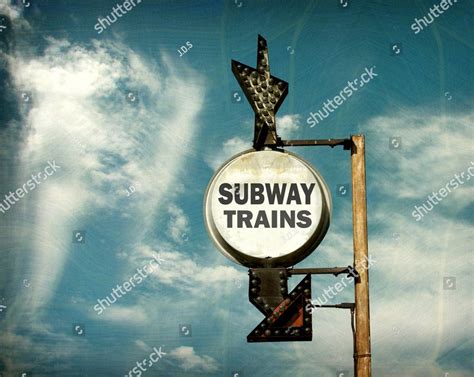 aged and worn vintage photo of subway trains sign Stock Photos ...