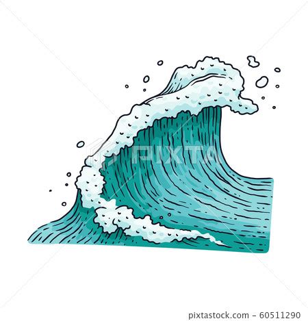 Ocean or sea water blue wave cartoon vector... - Stock Illustration ...