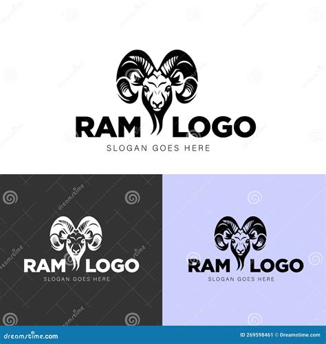 White and Black Ram Logo Wordmark Illustration Stock Vector ...