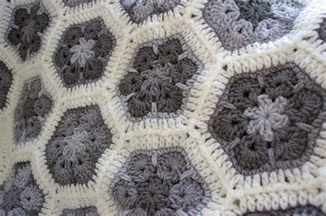 Greyscale African Flower Hexagon Blanket & Cushion - WoolnHook by ...