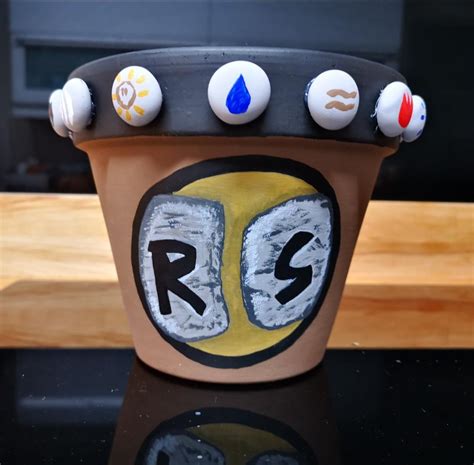 A OSRS themed pot I made for IRL herbs : r/2007scape