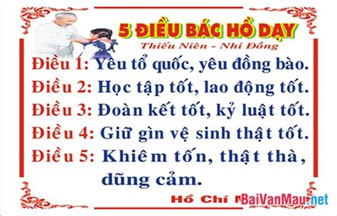 Giải thích và chứng minh về 5 điều Bác Hồ dạy