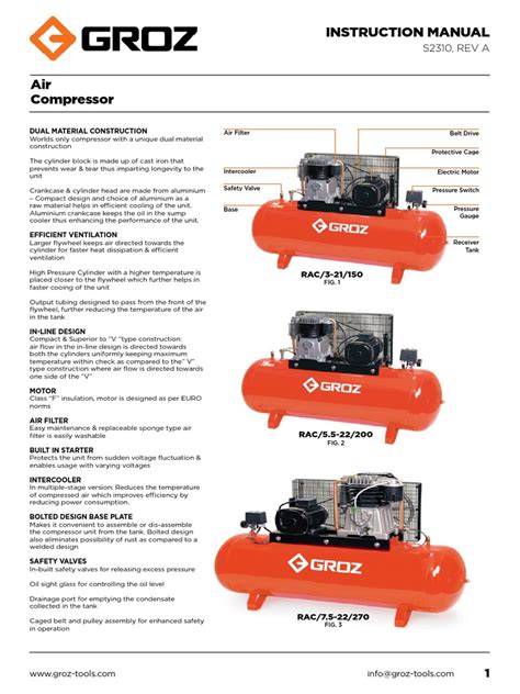 Air Compressor Manual PDF | PDF | Ac Power Plugs And Sockets | Valve