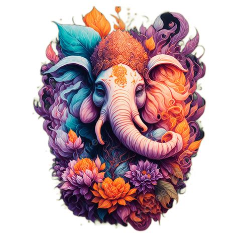 Lord Ganesha Hinduism God Fantasy Colorful Artwork Flower Splash, Lord ...