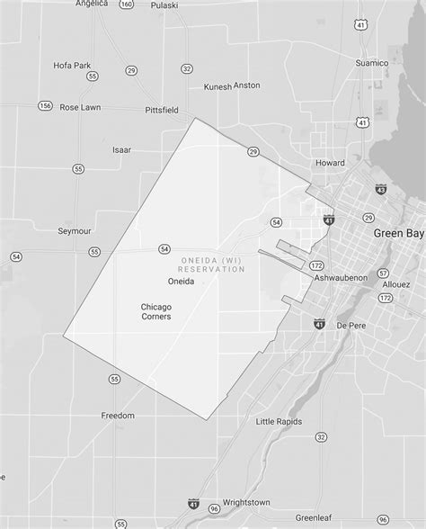 The boundaries of the Oneida Nation's reservation. Map data copyright ...