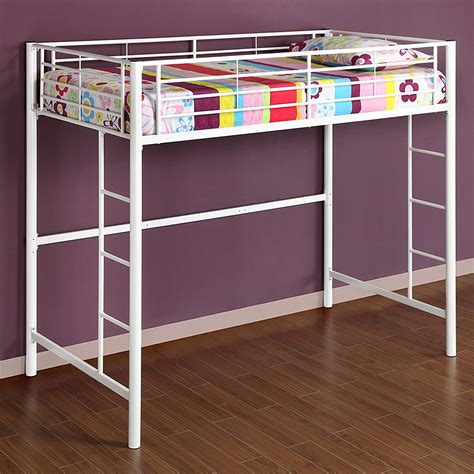 Walker Edison Modern Metal Twin Loft Bed Frame White BBTOLWH - Best Buy