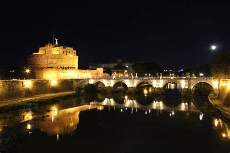 Castel Sant'Angelo Bridge at Night (39771) | Architecture | Design Bundles