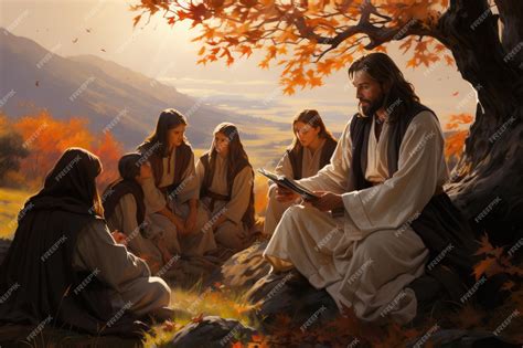 Premium AI Image | jesus christ bible holy mountain sermon