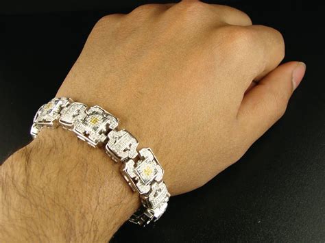 new_york_jewels: 10K MENS WHITE GOLD MULTI PAVE DIAMOND BRACELET 7.0 CT